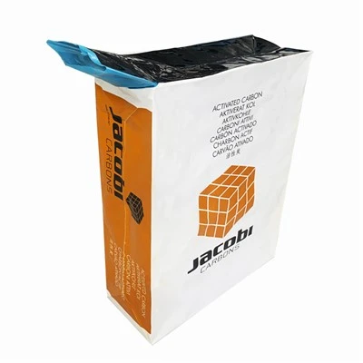 Kókusz alapú 25 kg-os szelepes táska Jacobi pellet aktív szén aranybányászathoz